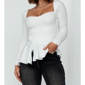 Elegant White Peplum Blouse